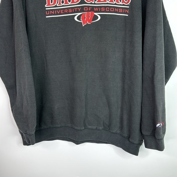 Vintage Pro Player UW Badgers Wisconsin Black Crew Sweatshirt XL 90s - Picture 3 of 10